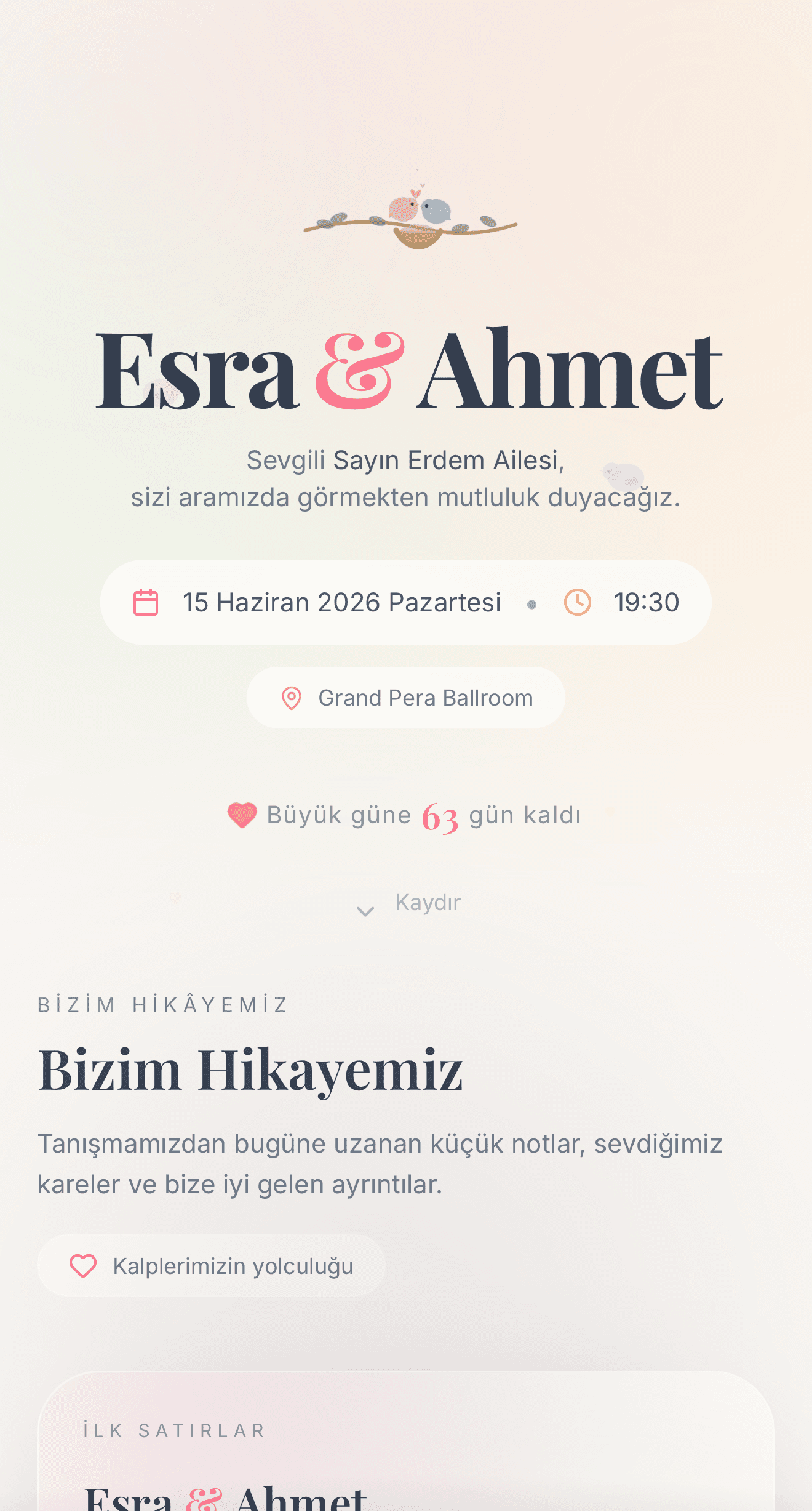 İlk Evet davetiye önizlemesi